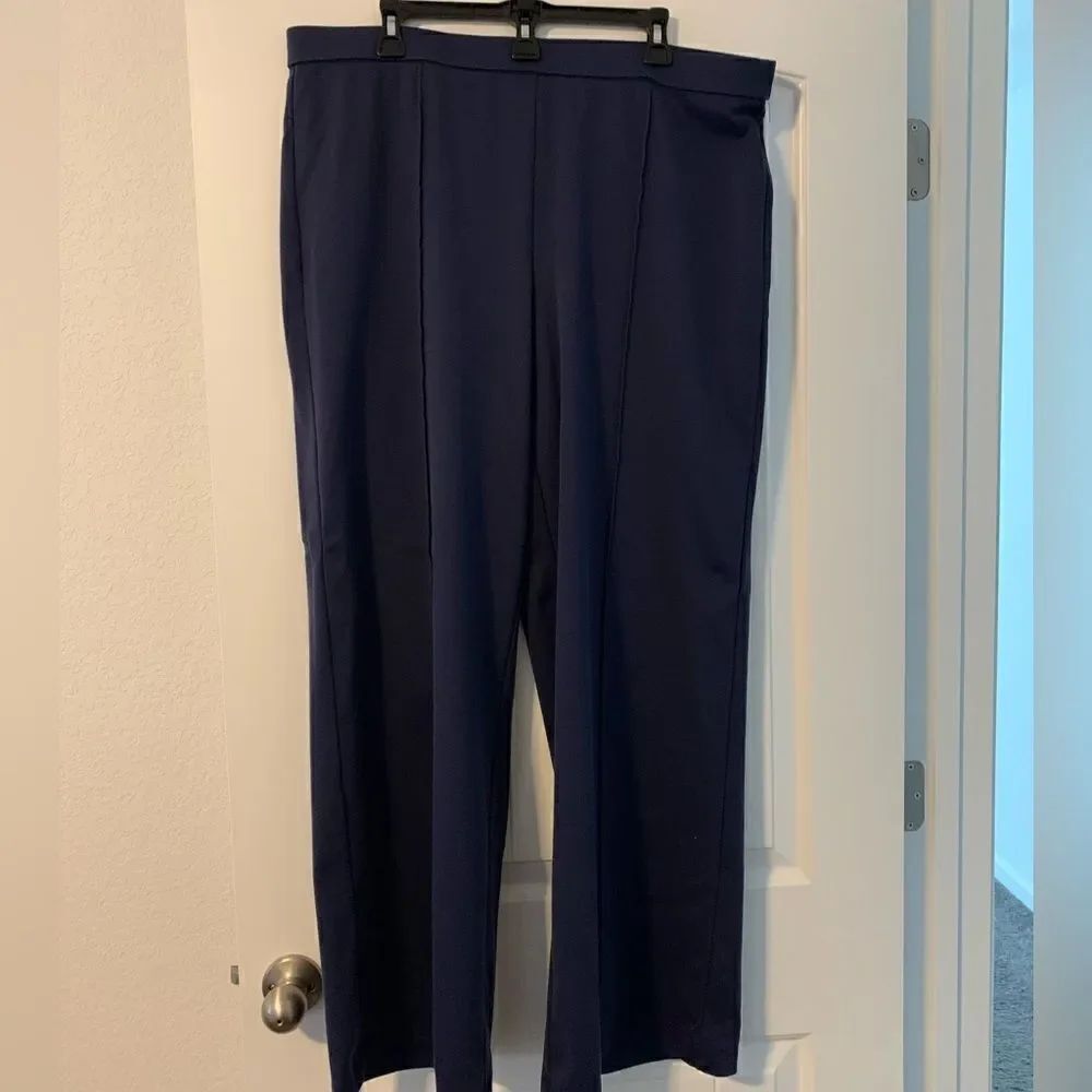Isaac Mizrahi Wide Leg Navy Blue Ponte Knit Pant Size XLT NWOT